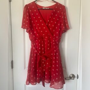 Mi Ami Red with White Dots Dress Size Medium